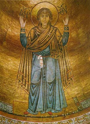 Икона Пресвятой Богородицы «Нерушимая Стена», мозаика Софиского собора, Киев