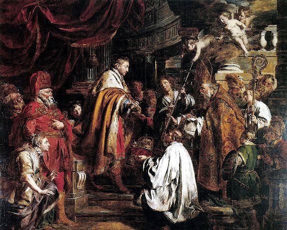 Иштван Святой принимает посланников папы римского, которые принесли корону. Худ. П. Верхаген
