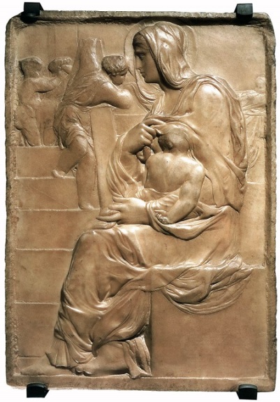 Мадонна у лестницы. Микеланджело. 1490-1492 гг., Каза-Буонарроти, Флоренция, Италия