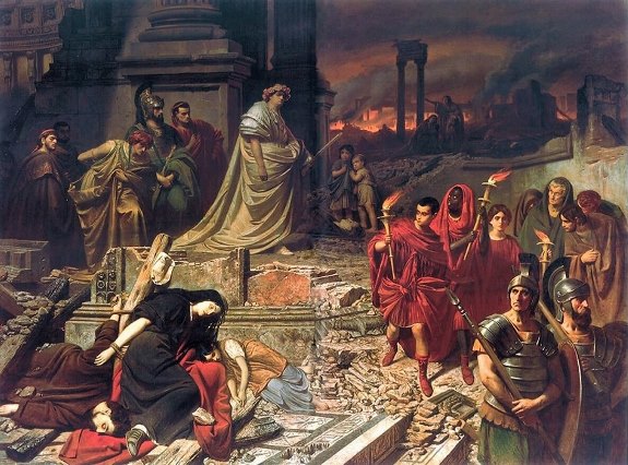 К. фон Пилоти. Нерон смотрит на горящий Рим. 1861 г.