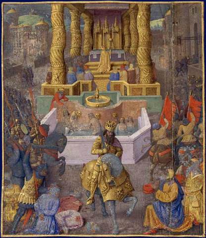 Вход Ирода в Иерусалим. Миниатюра Жана Фуке, XV век.
