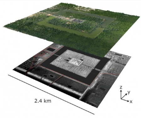 Сканированное изображение строения, находящегося под Ангкором
