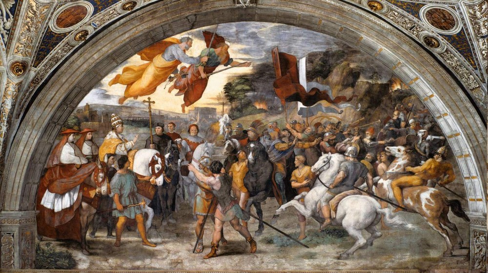 Встреча папы Льва с Аттилой Фреска Рафаэля. 1514 г. Ватикан 