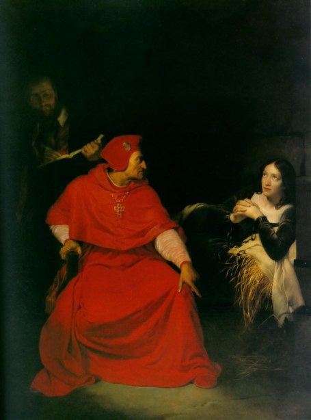 Худ. П. Деларош. Допрос Жанны кардиналом Бофортом, 1824 г.
