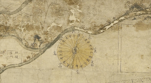 Фрагмент карты с компасом. Image courtesy of Bodleian Libraries, University of Oxford