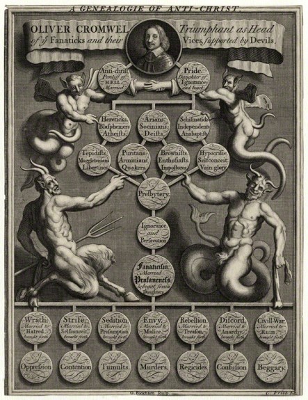 Genealogie of O. Cromwell depicted as Anti-Christ