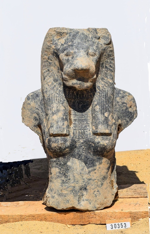 Сохранившаяся голова одной из статуй Сехмет. Credit: Egyptian Ministry of Antiquities
