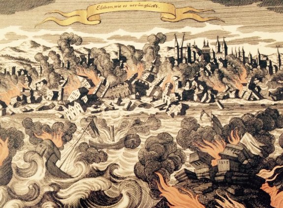 Гравюра XVIII в., изображающая Великое землетрясение в Лиссабоне