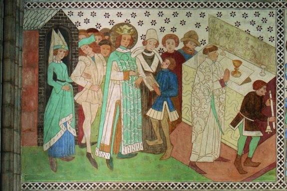 Король Эрик посещает мессу. Фреска в кафедральном соборе Уппсалы. Credit: Anders Damberg