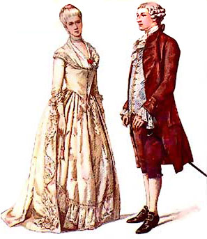 женский и мужской костюм 18 века