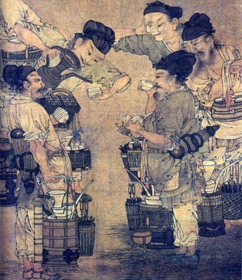 Торговля на чайном рынке. Фрагмент рисунка Ли Сонгниан, 1190 г.