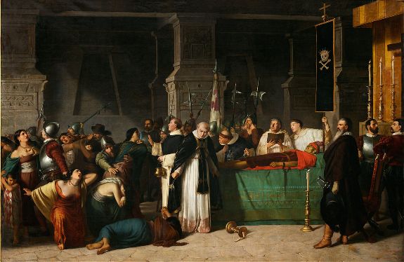 Похороны Атауальпы, 29 августа 1533 года. Худ. Л. Монтеро, 1867, Музей искусства Лимы, Перу