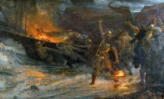 Похороны викинга. Худ. Ф. Дикси, 1893 г., Манчестерская картинная галерея, Манчестер, Великобритания