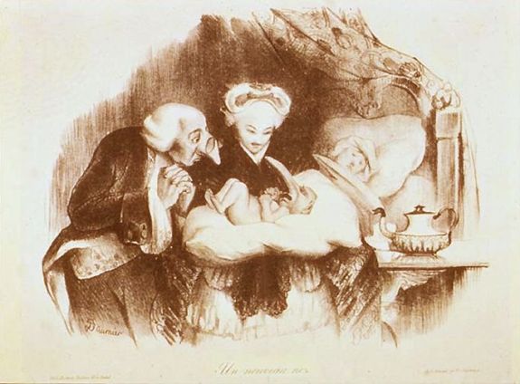 Представление о наследственности в XIX в. «Яблоко от яблони...» Рисунок О. Домье, 1850. Национальная библиотека медицины Франции