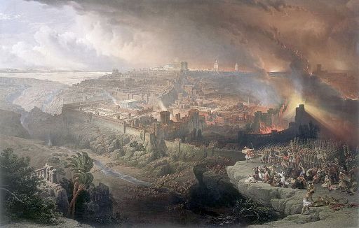 Худ. Д. Робертс Осада и разрушение Иерусалима римлянами под командованием Тита, 1850 г. 