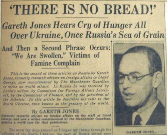 Статья Г. Джонса о голодоморе. Опубликована 29 марта 1933 г.