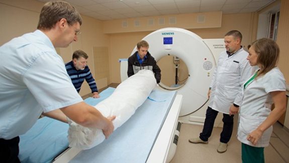 Сканирование мумии на томографе