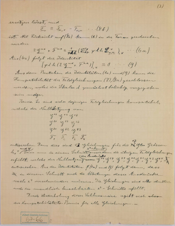 Недавно обнаруженная страница с математическими записями, сделанными рукой Эйнштейна