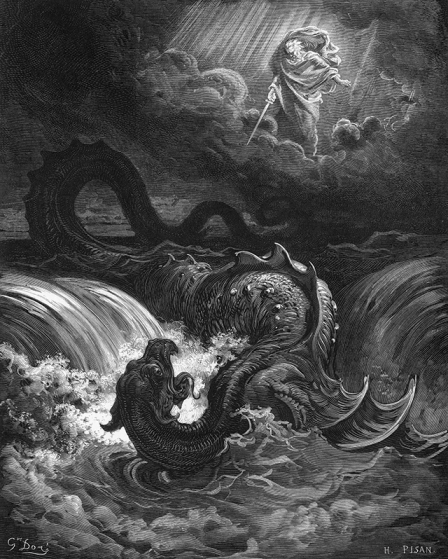 Убийство Левиафана. Гравюра. Гюстава Доре, 1865 г.