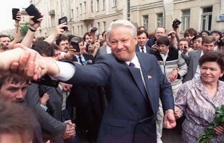 Ельцин во время президентской компании, август 1991 г.
